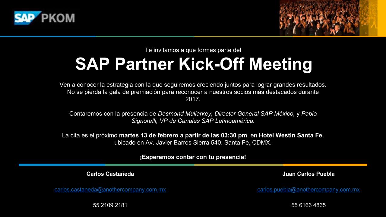 Invitación SAP Partner KickOff Meeting